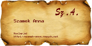 Szamek Anna névjegykártya